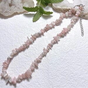 NIB Pink Opal Chip Necklace Boho Natural Stone Gemstone Crystal Jewelry Layering